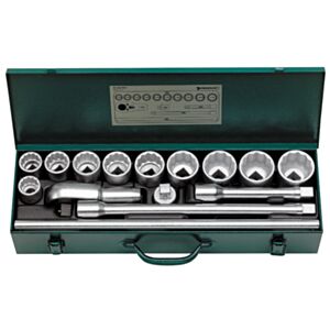 Stahlwille 96054101 3/4" Bi-Hex Socket Set (1 1/16" - 1 7/8") with Ratchet Head - 15 Pieces
