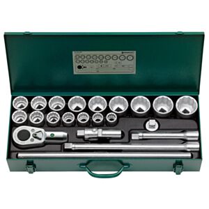Stahlwille 96054103 3/4" Bi-Hex Socket Set (7/8" - 2") with Ratchet Head - 22 Pieces