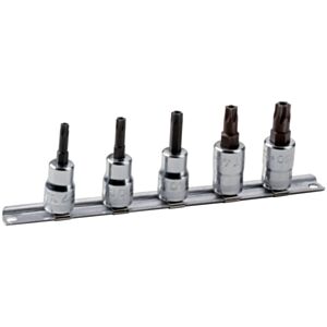 Bahco 7409TORX-TRR/S5 3/8" Torx Tamper Resistant Socket Set on Rail (T27 -T50) - 5 Pieces