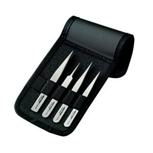 Lindstrom 9856 Titanium Anti-Magnetic Tweezer Set - 4 Pieces