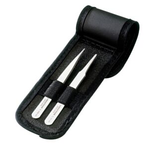 Lindstrom 9859 Stainless Steel, Anti-Magnetic, Strong Tipped Tweezer Set - 2 Pieces
