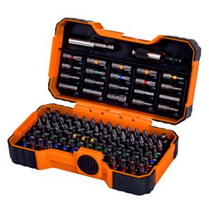 Bahco 1/4" Bit Set for Slotted/Phillips/Pozidriv/Hex/ TORX®/TORX® Tamper/Robertson Screw - 100 Pieces