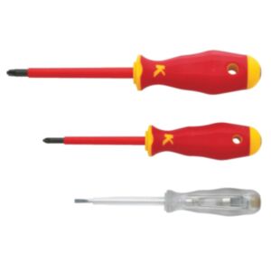 Klauke KL393IS Plus/Minus Pozidriv & Phase Tester VDE Screwdriver Set - 3 Pieces