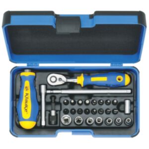 Klauke KL361 1/4" Hex Socket (5mm - 13mm) with Ratchet and Bits - 29 Pieces