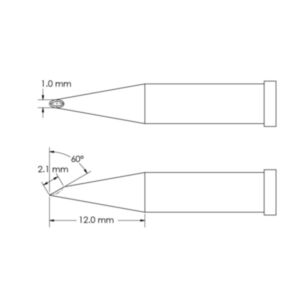 Metcal GT4-HF6010V Concave, 60° Bevel, Ø1mm x Length 12mm GT4 Hoof Soldering Tip