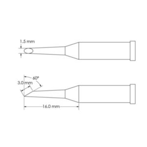 Metcal GT4-HF6015S 60° Bevel, Ø1.5mm x Length 16mm GT4 Hoof Soldering Tip
