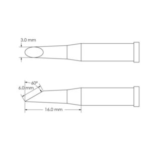 Metcal GT4-HF6030S 60° Bevel, Ø3mm x Length 16mm GT4 Hoof Soldering Tip