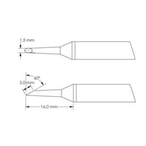 Metcal GTC-HF6015S 1.5mm x 16mm GTC 60° Hoof Soldering Cartridge