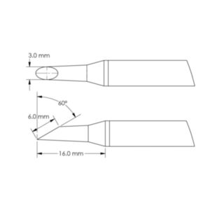 Metcal GTC-HF6030S 3mm x 16mm GTC 60° Hoof Soldering Cartridge