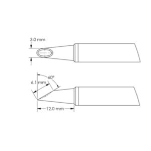Metcal GTC-HF6030V 3mm x 12mm GTC Concave 60° Hoof Soldering Cartridge