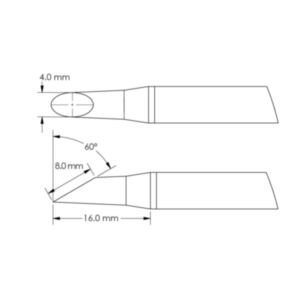 Metcal GTC-HF6040S 4mm x 16mm GTC 60° Hoof Soldering Cartridge