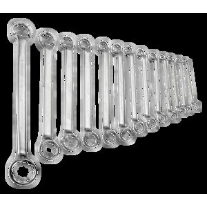 Bahco 2M/13 6mm - 41mm Deep Offset Double Ring-End Wrench Set – 13 Pieces