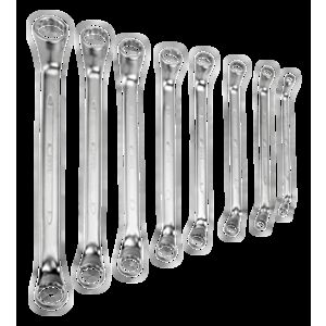 Bahco 2M/S8 6mm - 22mm Deep Offset Double Ring End Wrench Set – 8 Pieces