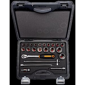 Bahco 7823DZS 1/2" Bi-Hex Socket Set (3/8" - 1 5/16") with Ratchet in Metal Case - 23 Pieces