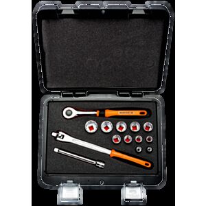 Bahco A7440DZE 3/8" Bi-Hex Socket Set (1/4" - 7/8") with Round Headed Ratchet - 14 Pieces