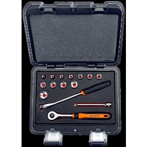 Bahco 7440ME 3/8" Hex Socket Set (6mm - 19mm) with Round Headed Ratchet - 15 Pieces