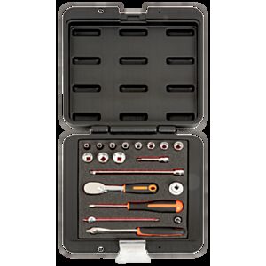 Bahco 6821NZ 1/4" Hex Socket Set (5/32" - 9/16") with Pear Head Ratchet - 19 Pieces