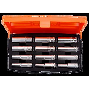 Bahco S1612L 1/2" Deep Hex Socket Set (10mm - 21mm) - 12 Pieces
