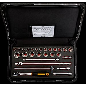 Bahco 7827DST 1/2" Bi-Hex Socket Set (10mm - 32mm) with Ratchet - 27 Pieces