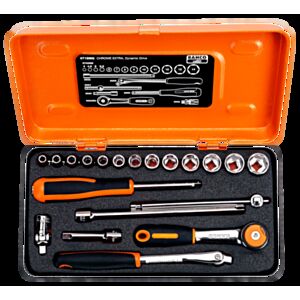 Bahco 6715MG 1/4" Hex Socket Set (4mm - 14mm) with Round Head Ratchet - 20 Pieces