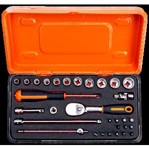 Bahco 6730MBP 1/4" Bi-Hex Socket Set (5mm - 14mm) with Bits & Pear Head Ratchet - 31 Pieces