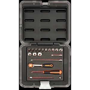 Bahco 6719MHR 1/4" Hex Socket Set (4mm - 14mm) with Ratchet - 19 Pieces