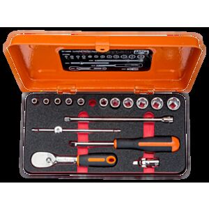 Bahco 6719SM 1/4" Hex Socket Set (4mm - 13mm) with Ratchet - 17 Pieces