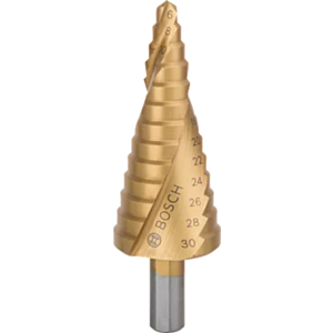 Bosch 2608587430 HSS TiN Step Drill Bit - 3 - Flat Shank (6mm - 30mm)