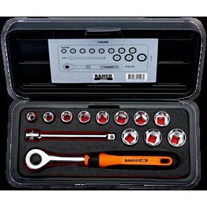 Bahco 7420RE 3/8" Hex Socket Set (8mm - 19mm) with Round Headed Ratchet - 13 Pieces