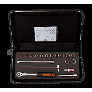 Bahco 7818DST 1/2" Bi-Hex Socket Set (8mm - 22mm) with Ratchet - 18 Pieces