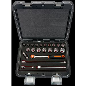 Bahco 7422MHR 3/8" Hex Socket Set (6mm - 22mm) with Ratchet - 22 Pieces