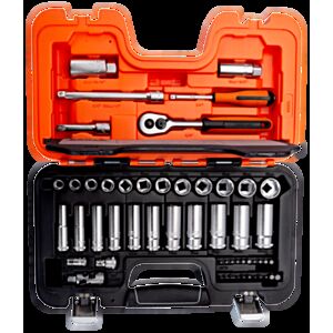 Bahco S330L 3/8" Standard & Deep Hex Socket Set (10mm - 22mm) with Ratchet & Bits - 53 Pieces