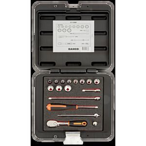 Bahco 6717MBP 1/4" Bi-Hex Socket Set (5mm - 14mm) with Pear Head Ratchet - 17 Pieces