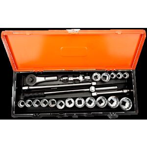 Bahco 8845DM 3/4" Bi-Hex Socket Set (19mm - 50mm) with Ratchet Head - 15 Pieces