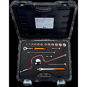 Bahco A7535DZE 3/8" Bi-Hex Socket Set (1/4" - 7/8") with Round Headed Ratchet & Breaker Bar - 20 Pieces