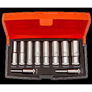 Bahco S0810L 1/4" Deep Hex Socket Set (4mm - 13mm) - 10 Pieces