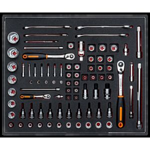 Bahco FF1A5005 1/4", 3/8" & 1/2" Hex Socket Set in Foam with Ratchets - 83 Pieces