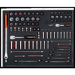 Bahco FF1A5003 1/4" & 3/8" Hex, Bi-Hex & Torx Socket Set in Foam with Ratchets - 91 Pieces