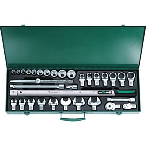 Stahlwille 96502053 1/2" Bi-Hex Socket Set (13mm - 32mm) with Torque Wrench - 32 Pieces