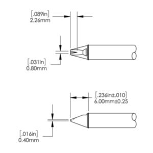 Metcal CVC-8VG0016P 1.6mm x 6mm CVC V-Groove Power Chisel Soldering Cartridge