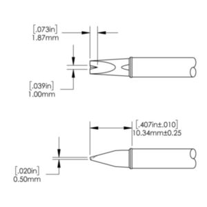 Metcal CVC-9VG0032A 3.2mm x 10.3mm CVC V-Groove Chisel Soldering Cartridge