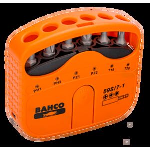 Bahco 59S/7-1 1/4" Phillips (PH1 - PH2), Pozidriv (PZ1 - PZ2) & Torx  (T15 - T20) Screwdriver Bit Set - 7 Pieces