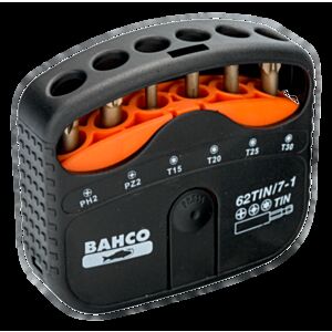 Bahco 62TIN/7-1 1/4" Phillips (PH2), Pozidriv (PZ2) & Torx (T15 - T30) Screwdriver Bit Set - 7 Pieces
