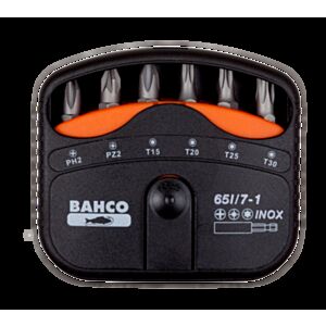 Bahco 65I/7-1 1/4" Phillips, Pozidriv & Torx Stainless Steel Screwdriver Bit Set - 7 Pieces