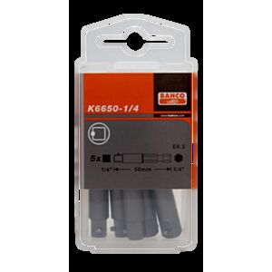 Bahco K6650-3/8 3/8" Square Drive to 1/4" Hex Drive Adaptor - Pack of 5